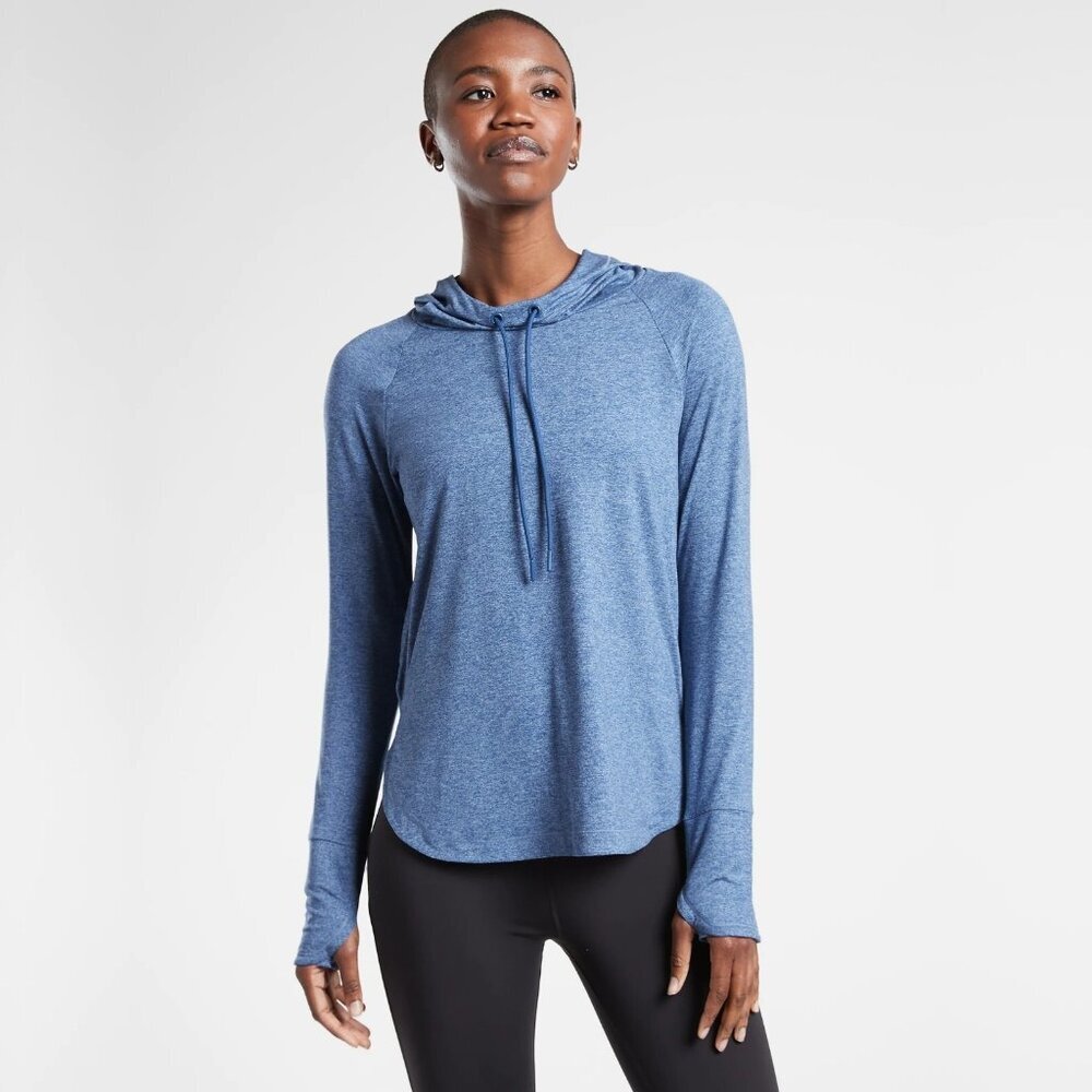 Athleta Uptempo Hoodie Sweatshirt Chrome Blue/ Light Chrom Small #A1157